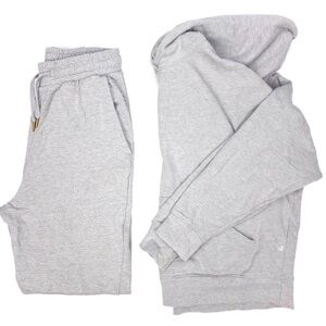 WEWOREWHAT Oversized Hoodie Sweatpants Jogger Set in Gray French Terry Medium